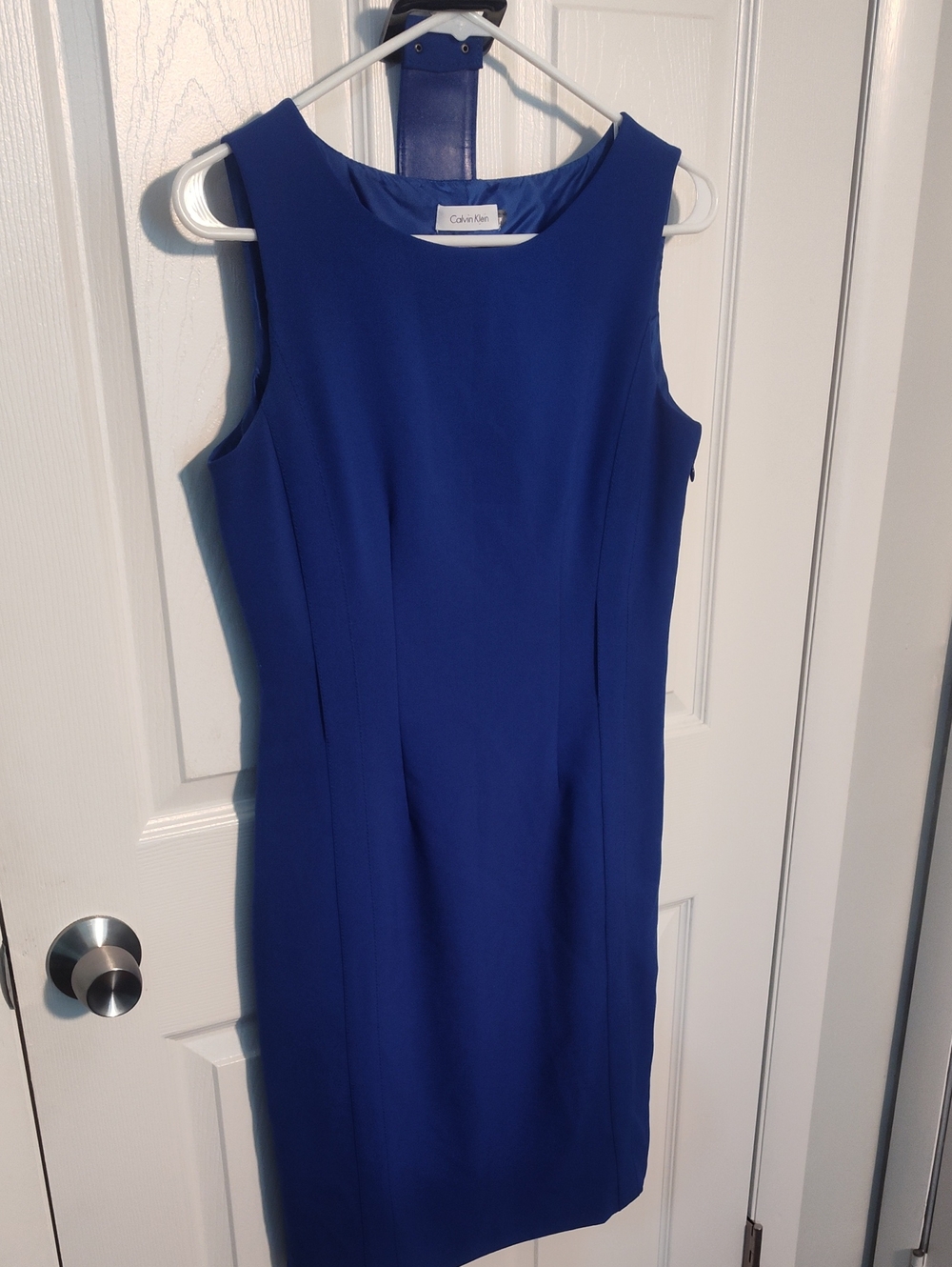 Calvin Klein Sleeveless Cobalt Sheath Midi Dress
